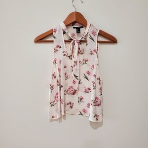 BNWOT Forever21 floral tie blouse top small